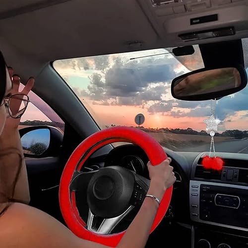 Miniatura 5 de JINGSEN Juego de 6 piezas de accesorios esponjosos para automóvil, funda para volante suave para freno de mano, funda para palanca de cambios (gris