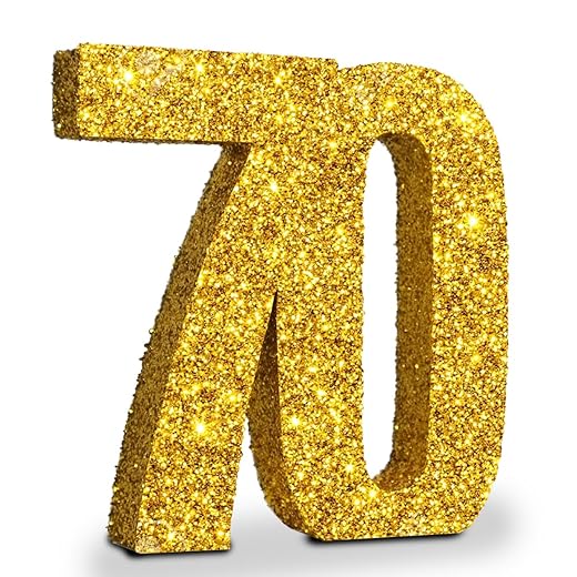 70th Birthday Decorations for Men and Women,70th Anniversary Decorations,Glod Glitter Number 70 Birthday Centerpieces for Table Decorations,Number 70 Table Topper Decor