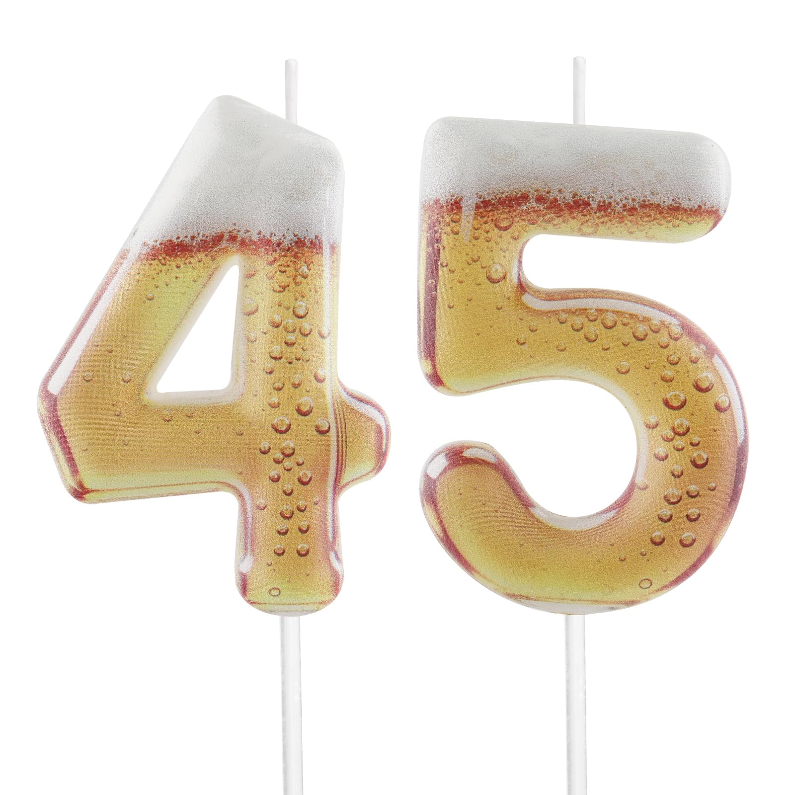 Hongplus Printed Beer Themed 45th Birthday Candles for Cake, Funny Number 45 Candle for Birthday Decorations, Beer Design Cake Decorations for Women Men Beer Lover Birthday Party Anniversary