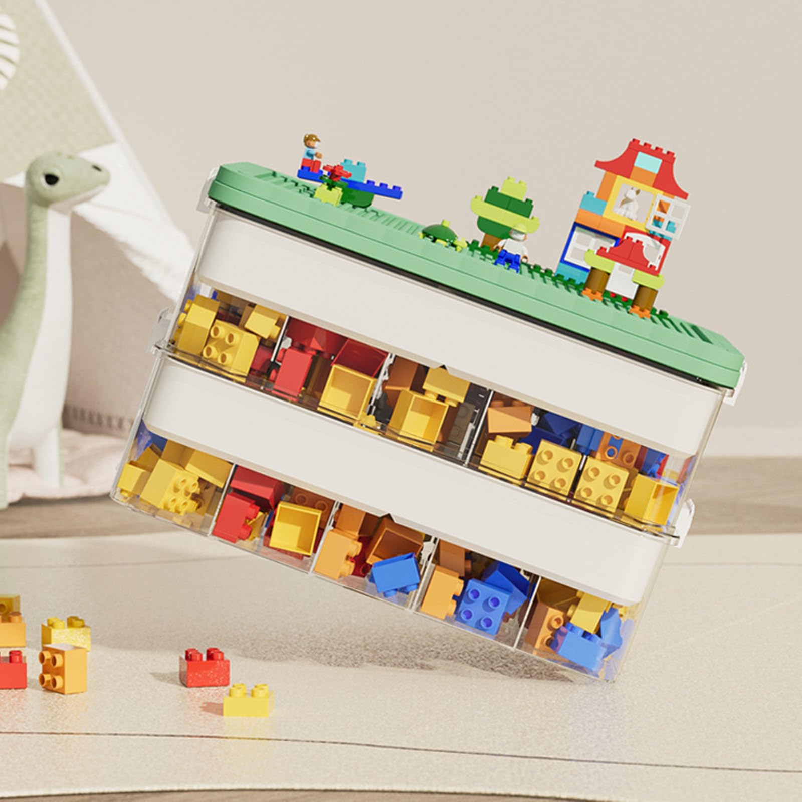 Cajas Almacenaje Para Lego Organizador Juguetes,Cajas De Almacenamiento Transparentes, 2 Niveles, Para Bloques De Construcción Y Rompecabezas,Piezas Pequeñas Para Juguetes Habitación Infantil