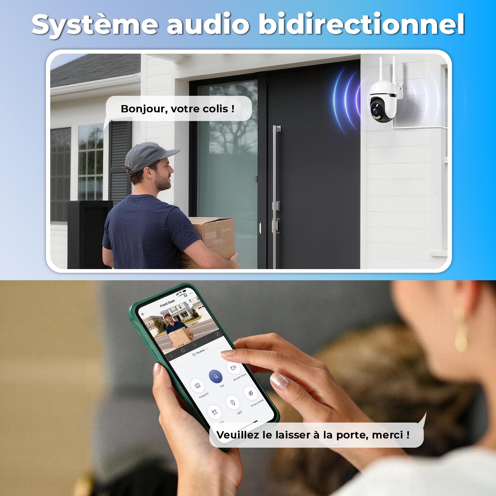 WESECUU 2K Caméra Surveillance WiFi Extérieure, Suivi Auto 360° Caméra IP Compatible avec 2.4Ghz/5Ghz, Vision Nocturne Couleur, Détection Humaine, Audio Bidirectionnel, Enregistrement 24H