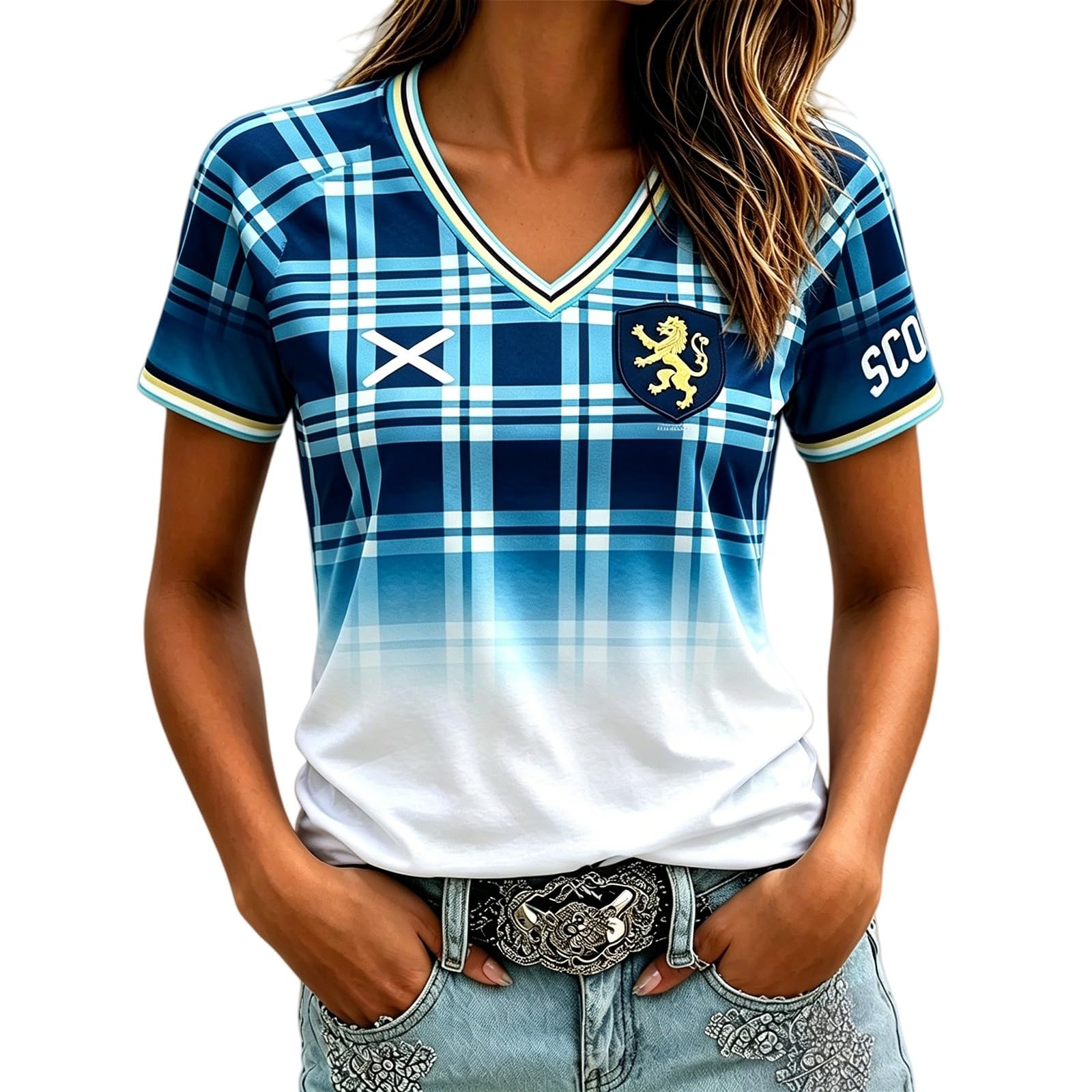 Scotland Football Shirt World Cup 2026 T Shirt Training Top, Ladies Scotland Retro Football Jersey Tops Women Tshirt V Neck Lightweight Breathable Classic Soccer T-Shirts for Summer Sport Fans Shirts — image 1