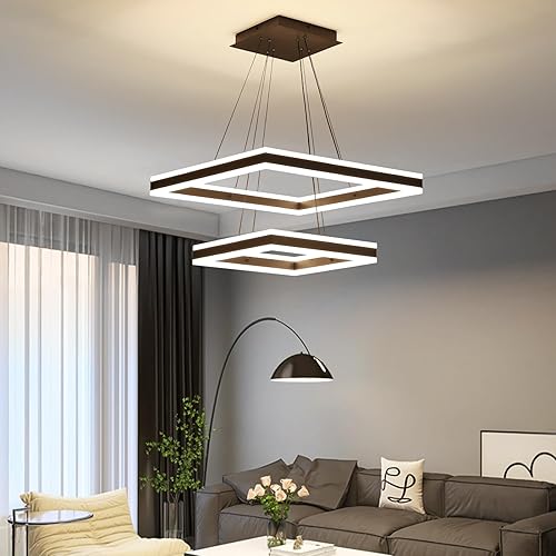 Miniatura 10 de Lámpara colgante de techo moderna, lámpara LED con control remoto regulable de 3 modos de color y brillo, luces colgantes antiparpadeo, lámpara de