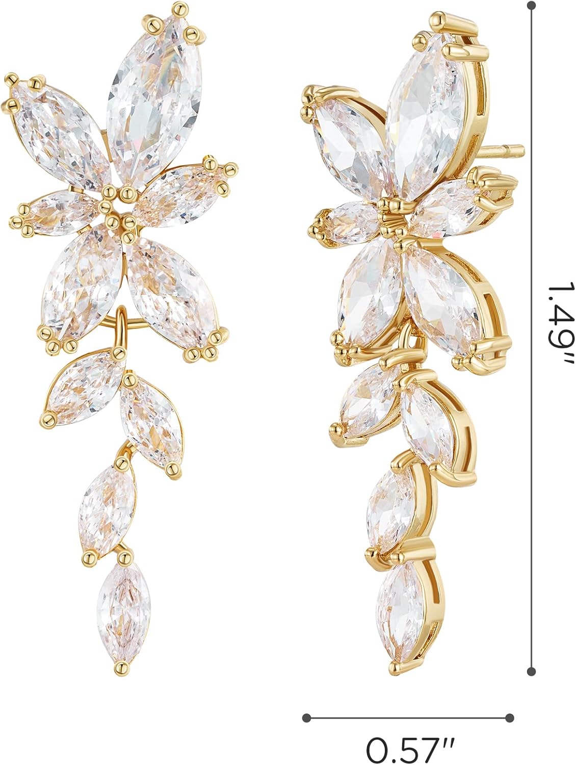 SWEETV Marquise Cubic Zirconia Bridal Earrings, Elegant Wedding Earrings for Brides Bridesmaids, Crystal Formal Drop Earrings for Women Jewelry Gifts - Image 7