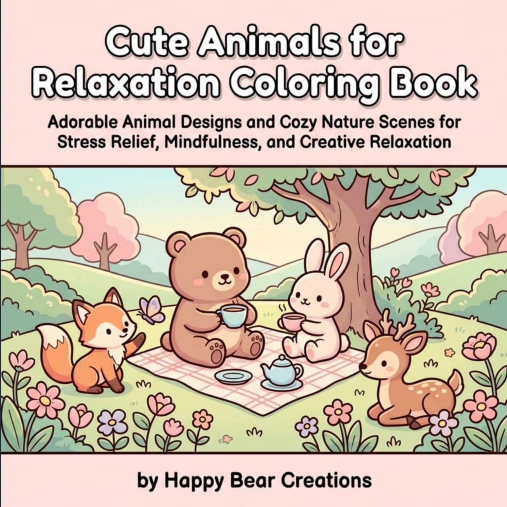 Cute Animals for Relaxation Coloring Book: Adorable Animal Designs and Cozy Nature Scenes for Stress Relief, Mindfulness, and Creative Relaxation