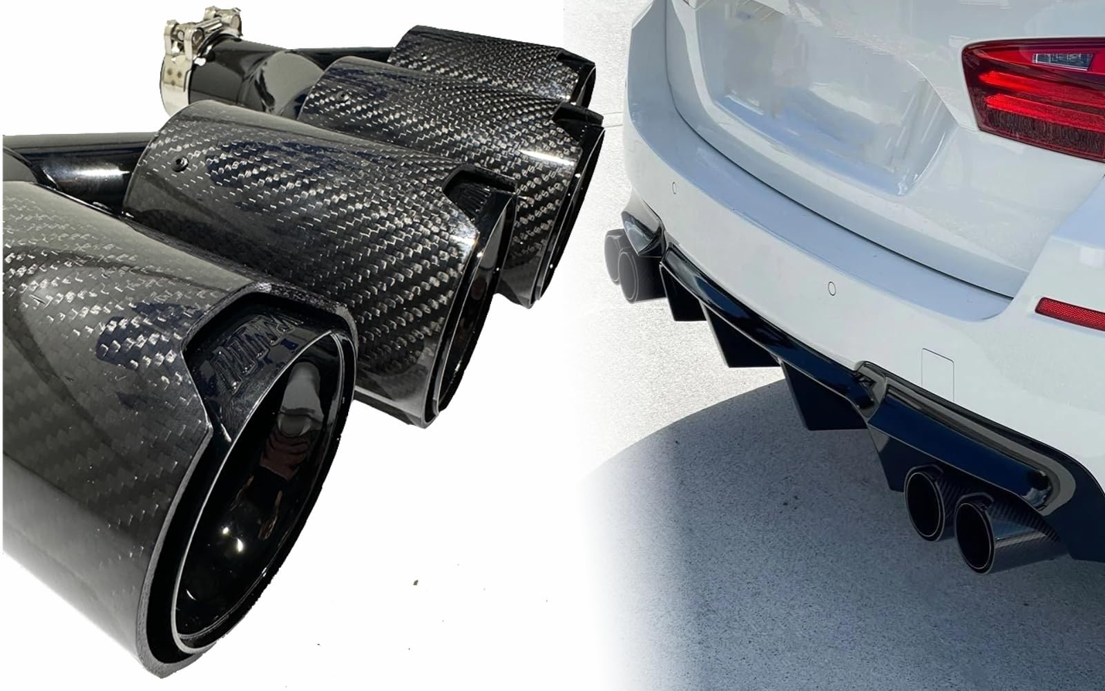 MpTuned Embout d'échappement double universel en fibre de carbone avec logo M noir à l'intérieur pour