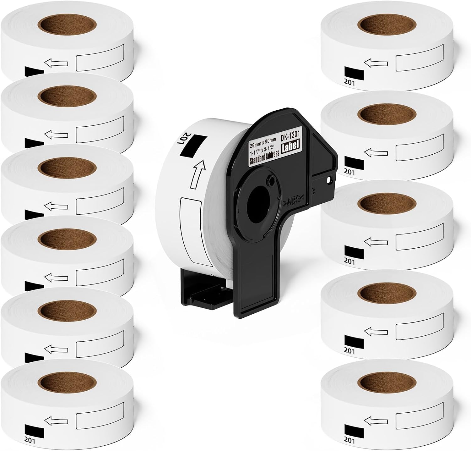 12 Rolls Compatible Brother DK Address Labels Replacement for Brother DK-1201 (1.1 in x 3.5 in), Use with Brother QL Label Printers [12 Rolls/4800 Labels + 1 Frame]