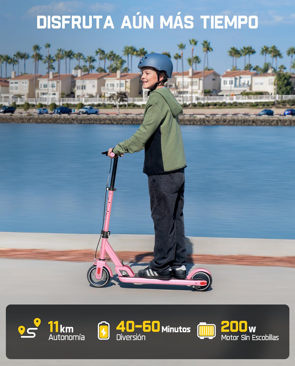 FanttikRide T9 Patinete Eléctrico para Niños, 11/16/19 km/h | Indicador LED de Batería, Altura Ajustable, Plegable, para Niños de 1,3 a 1,7 m, hasta 40 Minutos, sin ABE