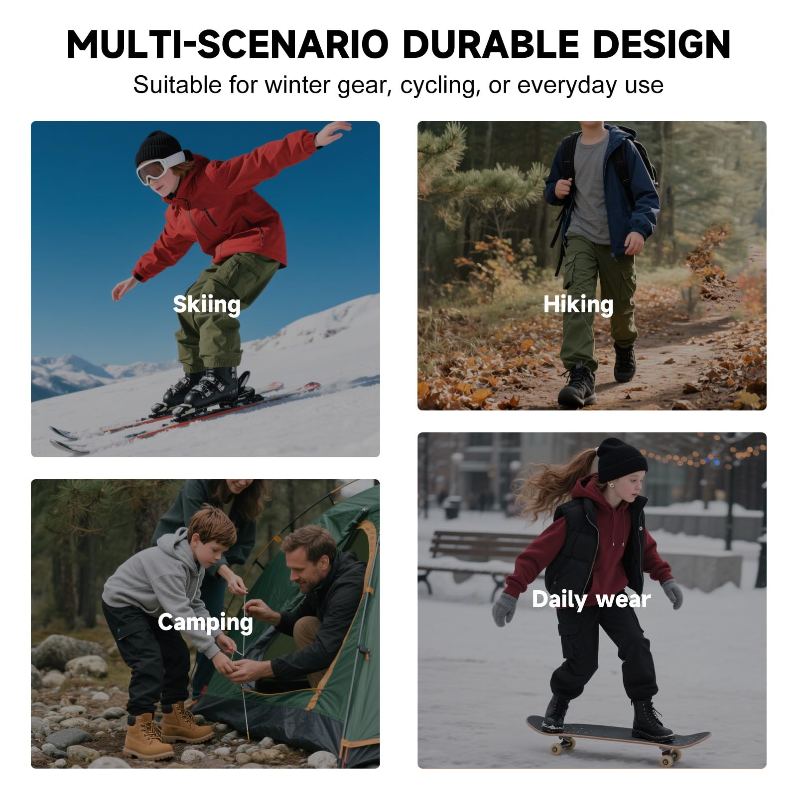 BWBIKE Pantalones de Invierno Cálidos a Prueba de Viento Forrados de Vellón, Pantalones Aislantes de Esquí de Caparazón Suave Repelentes al Agua con Cintura Expandible para Exteriores