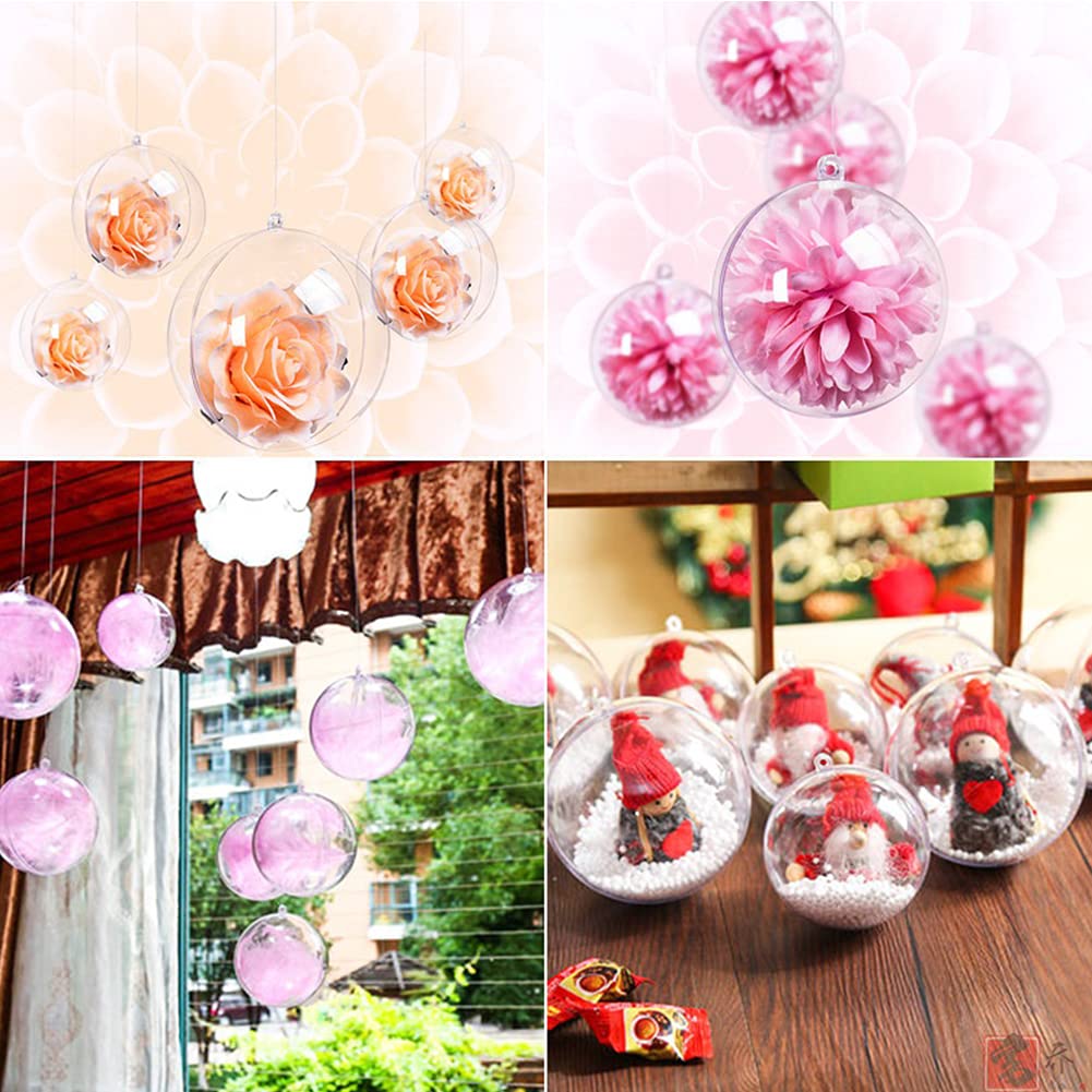 Kerstballen om te vullen, set van 12, 6 cm, transparante kerstballen om zelf vorm te geven, onbreekbare kerstballen om te beschilderen en te vullen, voor persoonlijke doe-het-zelfdecoratie, diameter 6