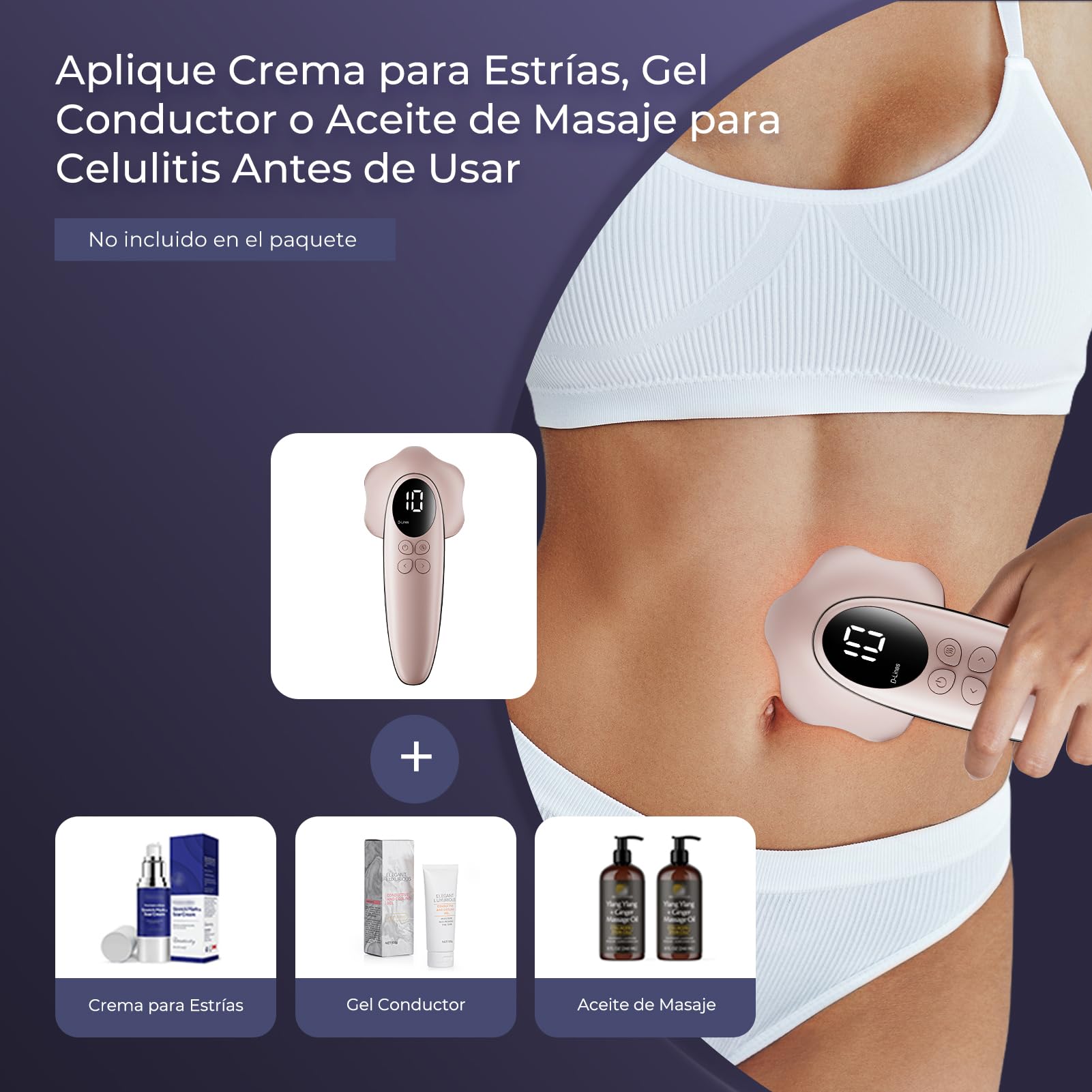 Masajeador Anticelulítico Profesional, Masajeador Celulítico Eléctrico para Mujeres y Hombres para Ievantar, Tensar y Masajear la Piel (Oro Rosa)