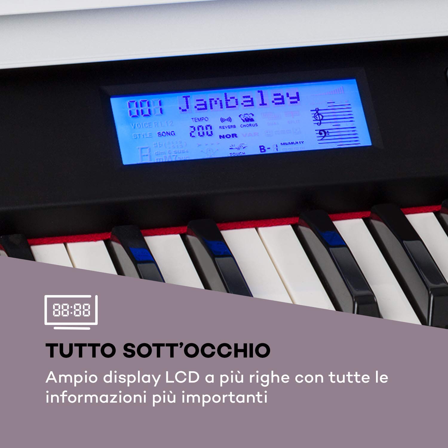 Schubert Subi 88 MK II Pianoforte, Tastiera portatile - Tastiera a tasti, Piano, 88 tasti, MIDI, Piano elettronico con USB, 360 suoni, 160 ritmi, 80 brani demo, Display LCD, Effetti, bianco