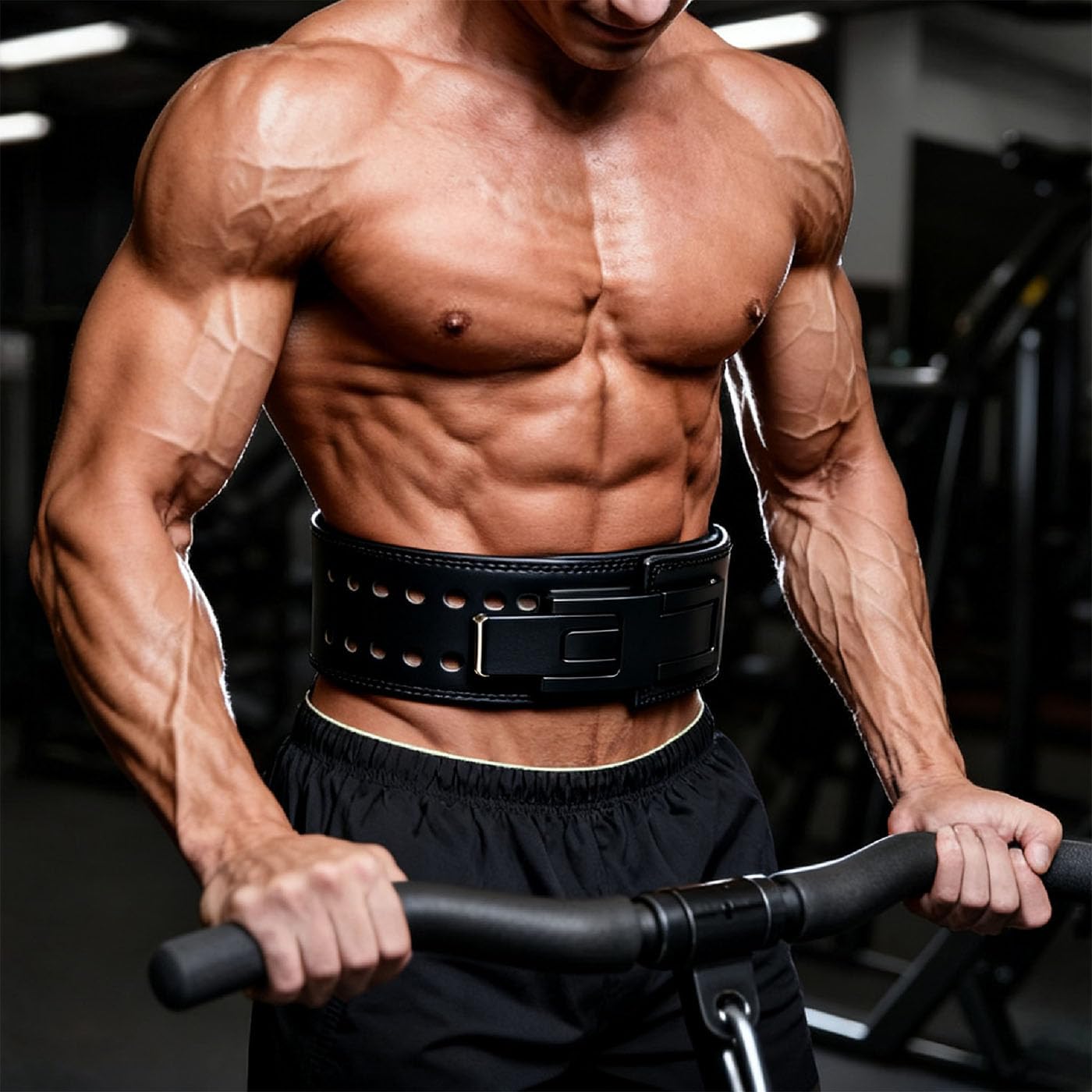 Cintura Sollevamento Pesi in Pelle Sintetica con Fibbia Automatica | Supporto Core, Squat e Stacco, Powerlifting, Uomo e Donna, Bodybuilding