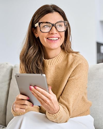 Miniatura 6 de JM Paquete de 3 lentes de lectura estilo Oprah para mujer, de gran tamaño, bloqueo de luz azul, lectores de computadora