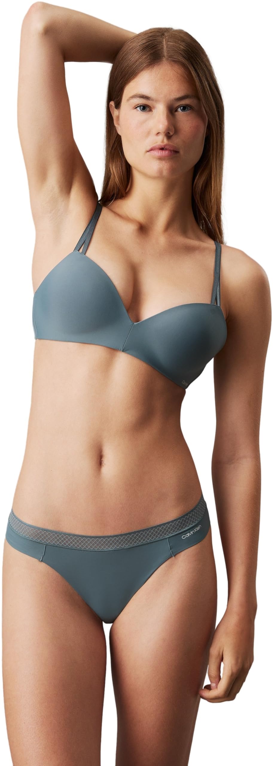 Calvin Klein Women's Thong Underwear, Grey (Blue Performance), L