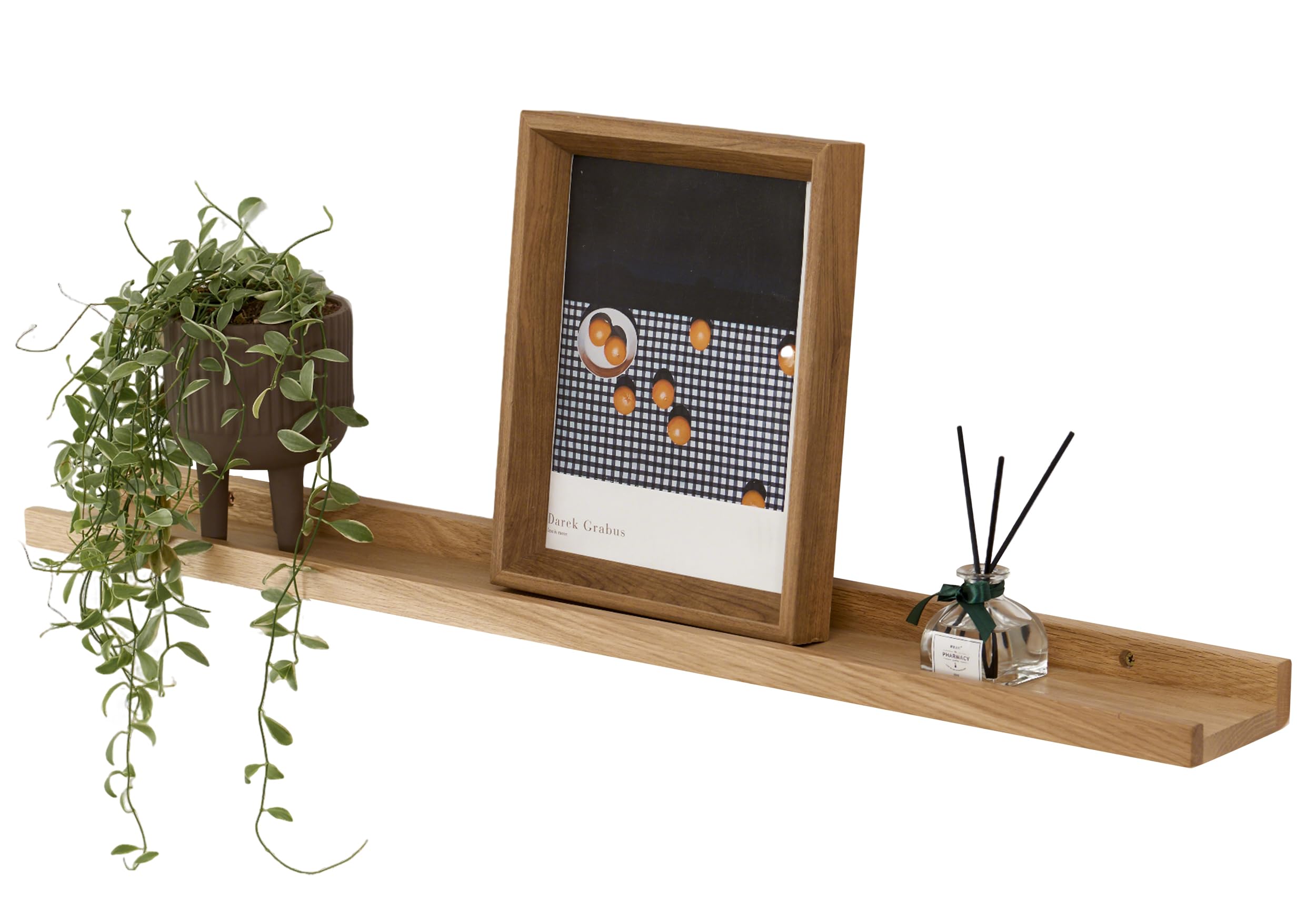 Gieanoo Bilderleiste Holz, 40cm Eiche Regal Massiv Schweberegal Wandregal gewürzregal regalbrett Hängeregal Ideal für Wohnzimmer Schlafzimmer Badezimer