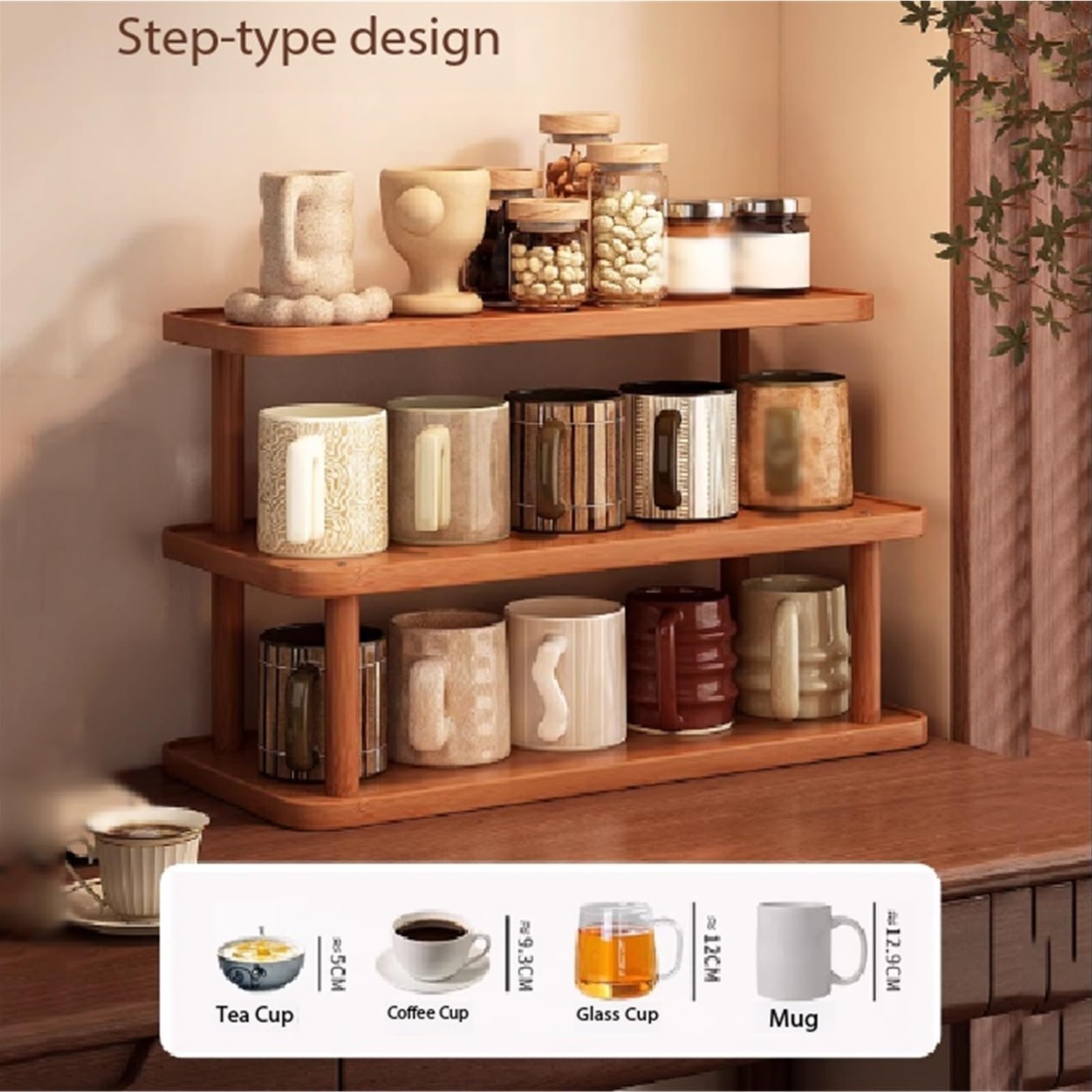 B3F7M4R9J2 Porta Tazze Posizionamento della tazza del bar dell'acqua dell'armadietto credenza portabicchieri da tavolo for riporre le tazze(M)