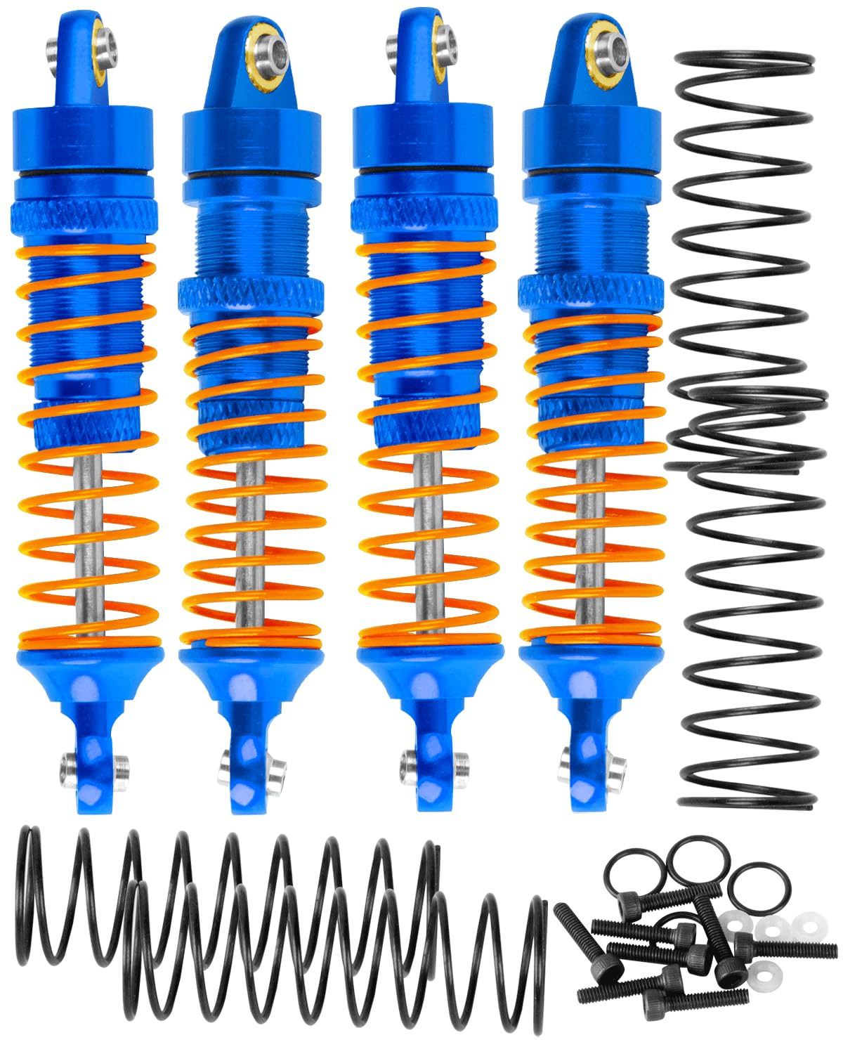 RcarmubWow RC Aluminium Shock Absorber Upgrades Part for 1/18 LaTrax Teton,LaTrax Desert Prerunner,Front Rear Full Metal Dampers RC Shocks,Replace #7660#7665,4PCS,Navy Blue