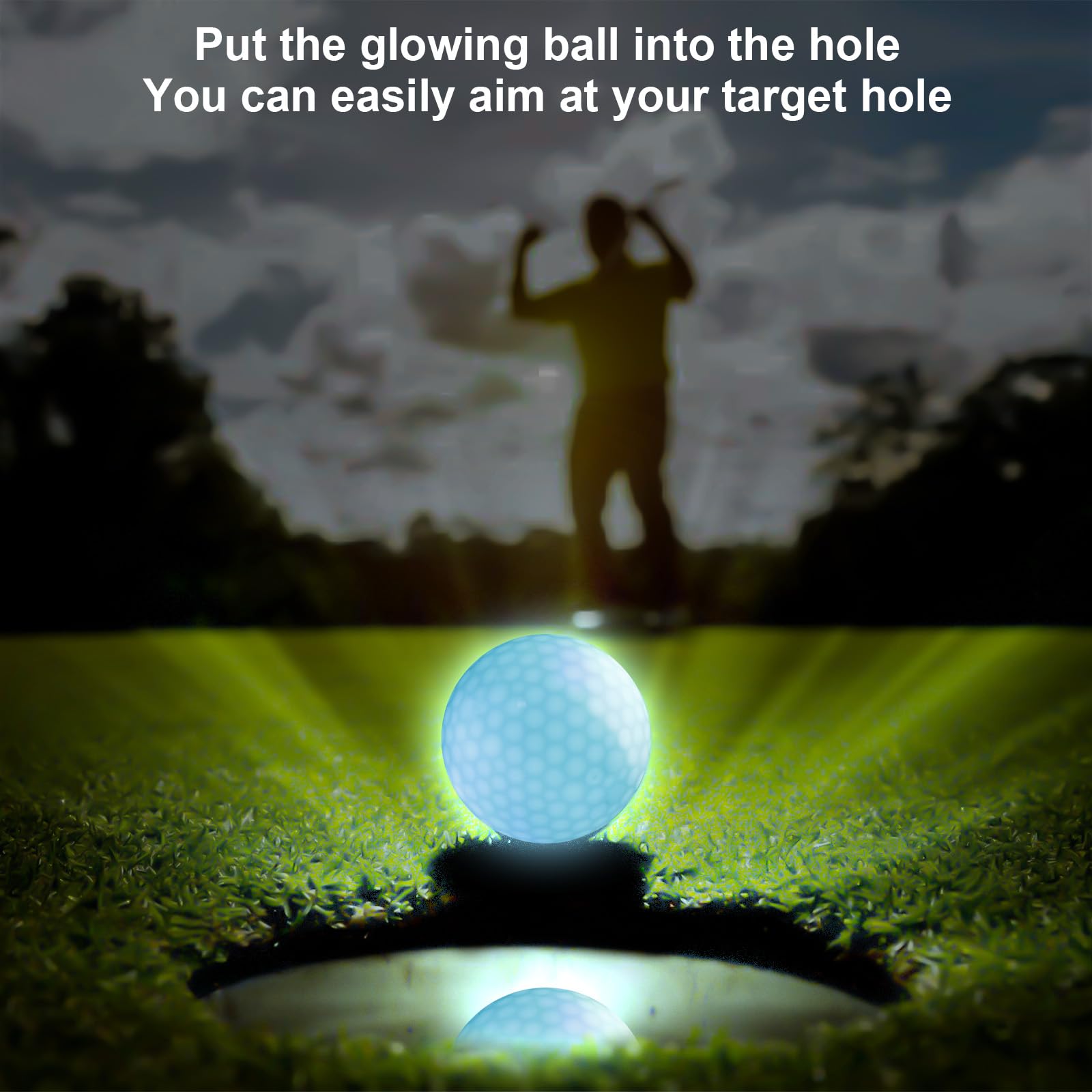 Pelotas de golf LED luminosas 7 colores 6 unidades luz nocturna entrenamiento tiro larga