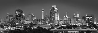 San Antonio Skyline UNFRAMED PRINT Poster Photo Night Black & White BW 11.75 inches x 36 inches City Photographic Panorama Picture Standard Size