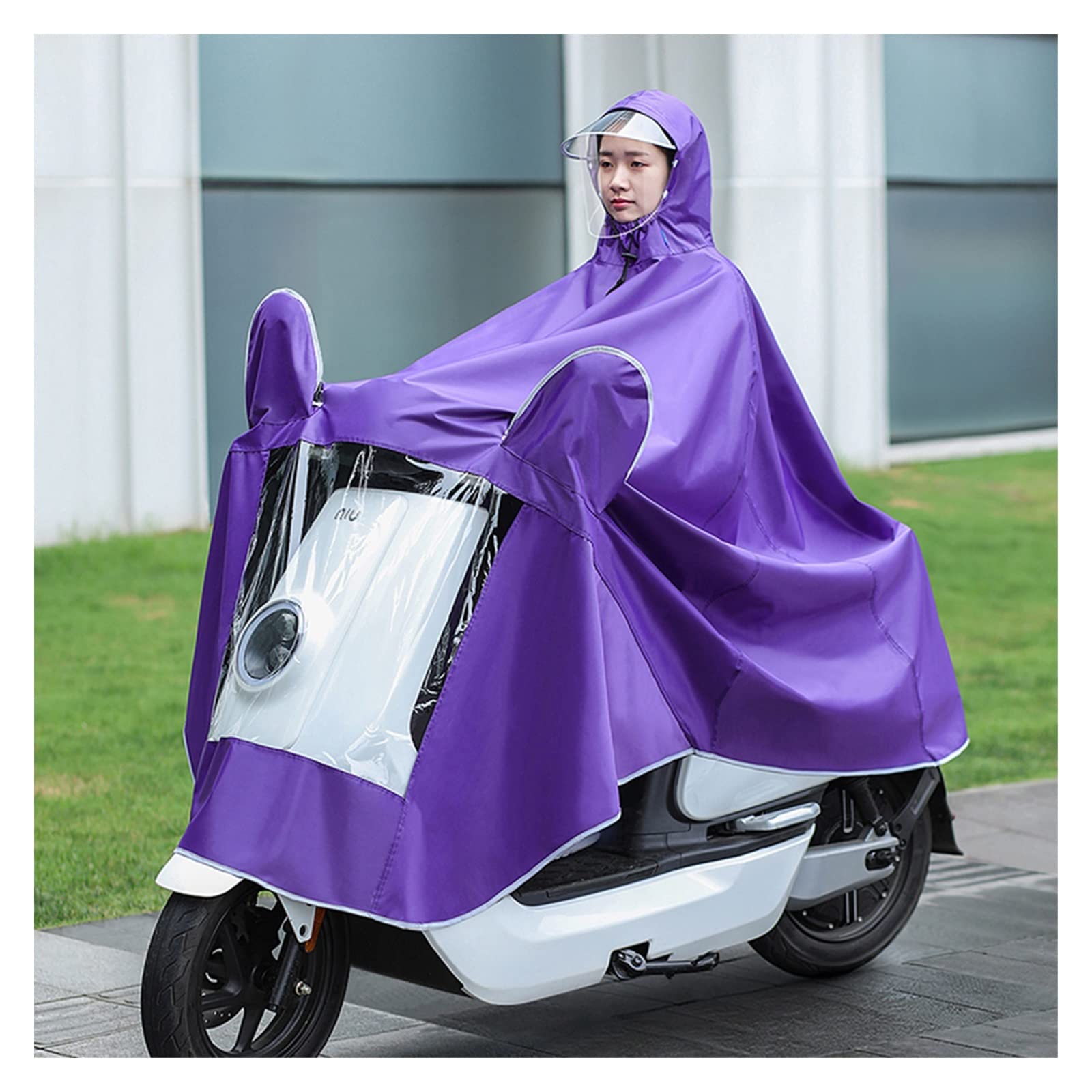 Rowerowy płaszcz przeciwdeszczowy, wodoodporne ponczo przeciwdeszczowe z kapturem, wiatroszczelna peleryna przeciwdeszczowa unisex z osłoną lusterka wstecznego, jednorazowego lub podwójnego zastosowa