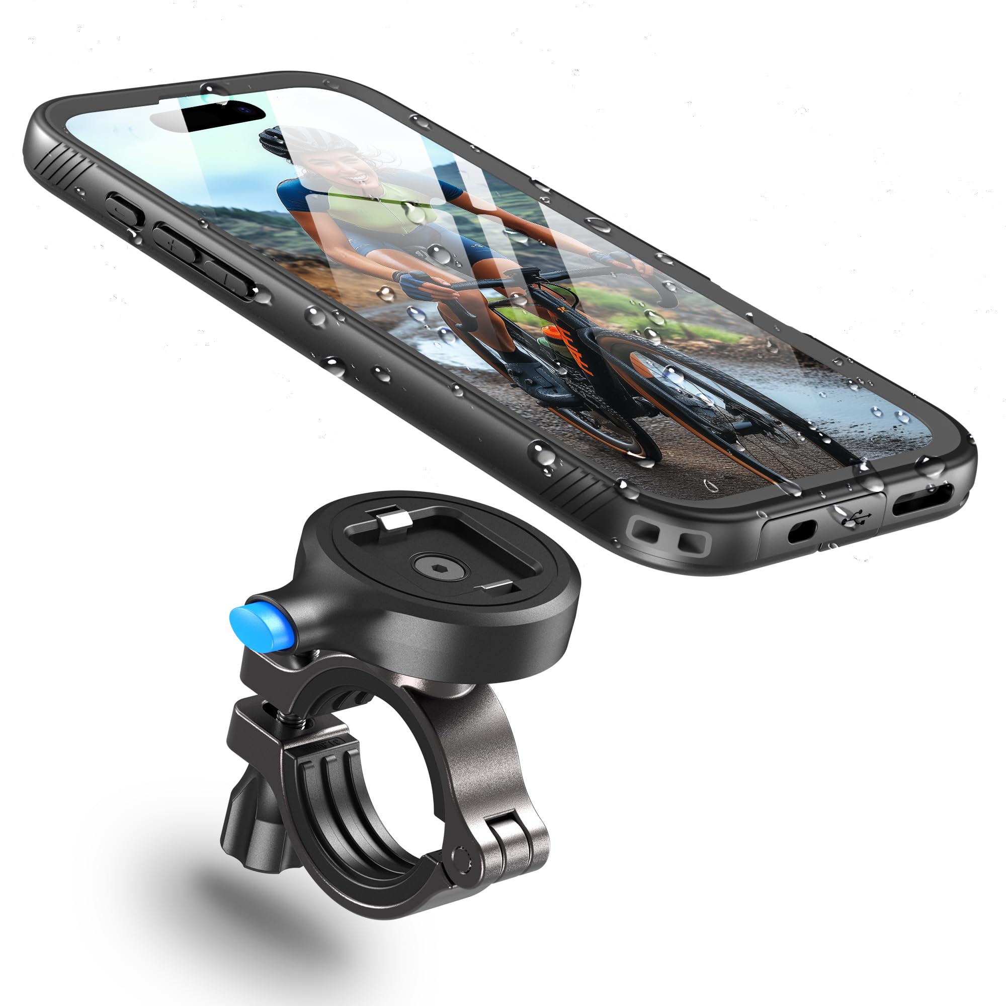 Cozycase Handyhalterung Fahrrad für iPhone 14 Wasserdicht - 【EIN Knopf Entriegeln+Automatisches Schloss】 Bike Phone Holder/Mount Handy Halterung Motorrad Lenker Rennrad Scooter eBike MTB Waterproof
