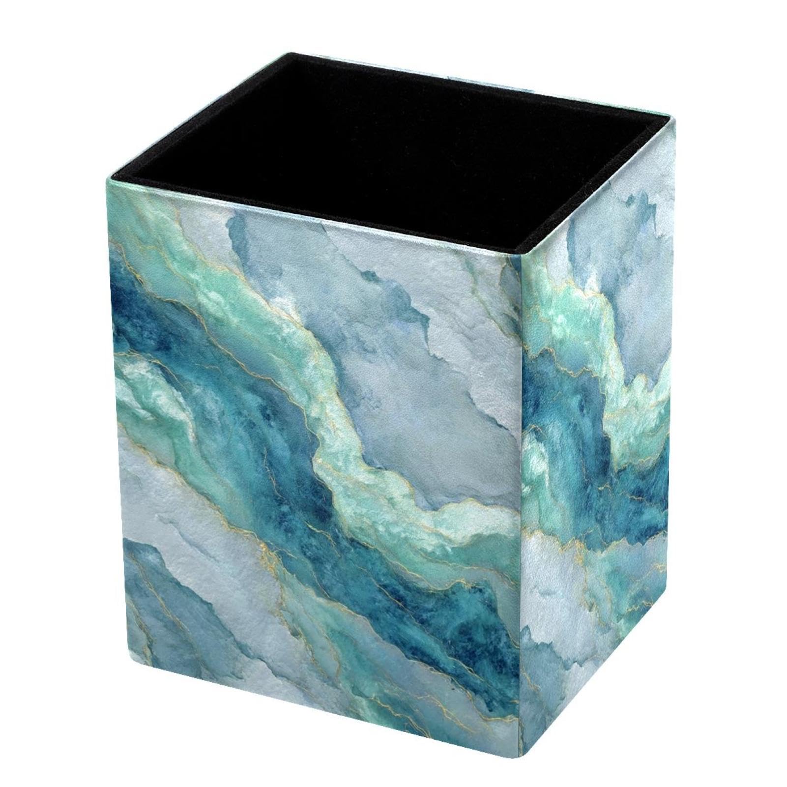 VAPOKF Pencil Holders for Desk, Marble Texture Printed Pen Holders Pen Pot Makeup Brushes Storage Desktop Stationery Supplies Organiser for Home Office