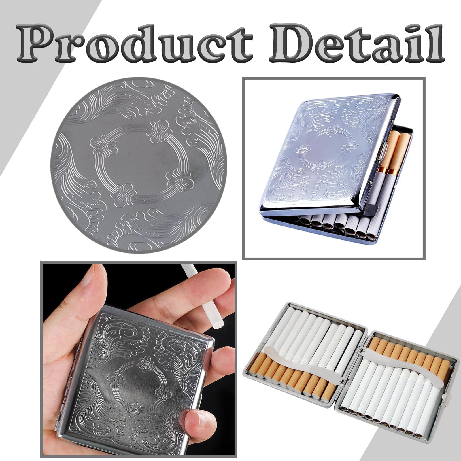 cigarette case amazon uk Mystiqut 1 Piece Vintage Silver Cigarette Case Box Cigarette Case Can Holds  20 Cigarettes 84mm Cigarette Box Suitable for Roll Ups Slim Design Men's