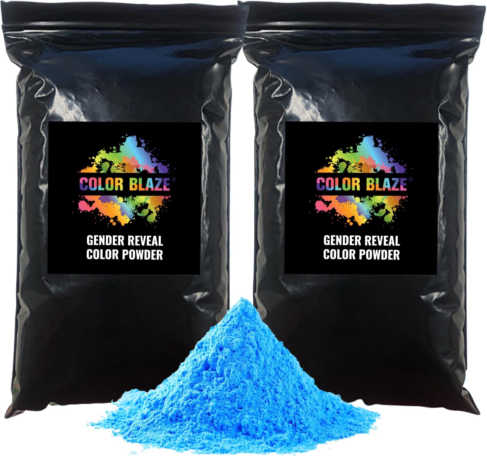 Black-Out Baby Gender Reveal Powder - 2lbs of Blue Colored Powder for Boy, Perfect for Car, Motorcycle Burnout, Toss, Photoshoot, Reveal Party & Festival - Pack of 2 Bags with 1 lb - Blue