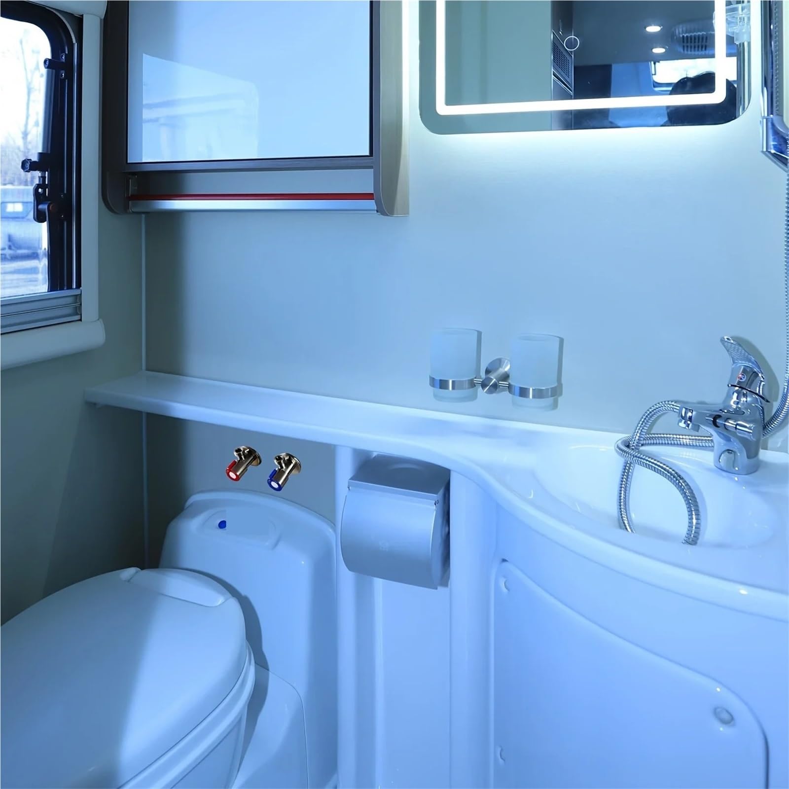 Válvula de ángulo for grifo, válvula frío y caliente acero inoxidable, parada agua for inodoro, interruptor triangular, 2 uds para bafieras y duchas(Red)