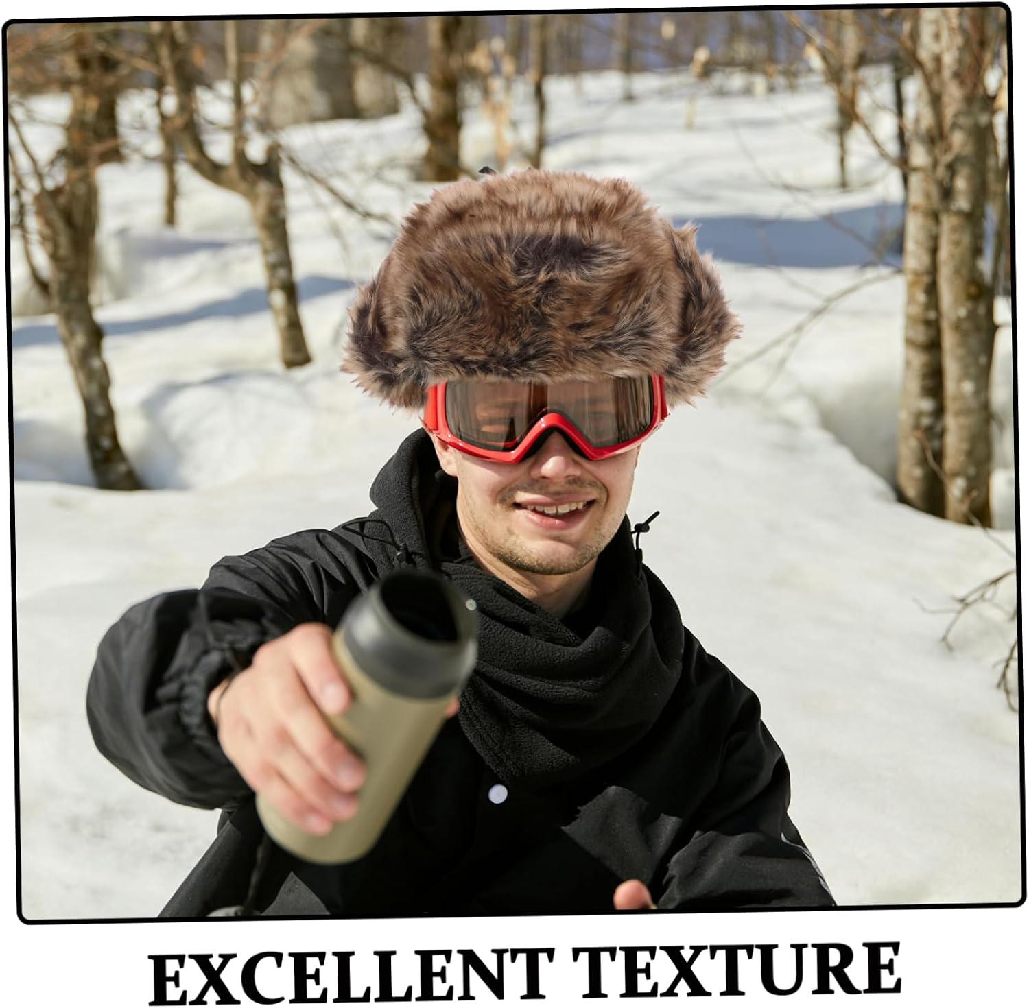 BESPORTBLE Faux Fur Trapper Hat for Men and Women Warm Winter Ear Flap Cap Thick Russian Style Hat for Outdoor Activities for Cold Weather and Cycling Multi