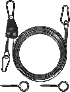 TooTaci Outdoor Clothesline Kit with Self-Locking Pulley, 30FT 3/16" Cable