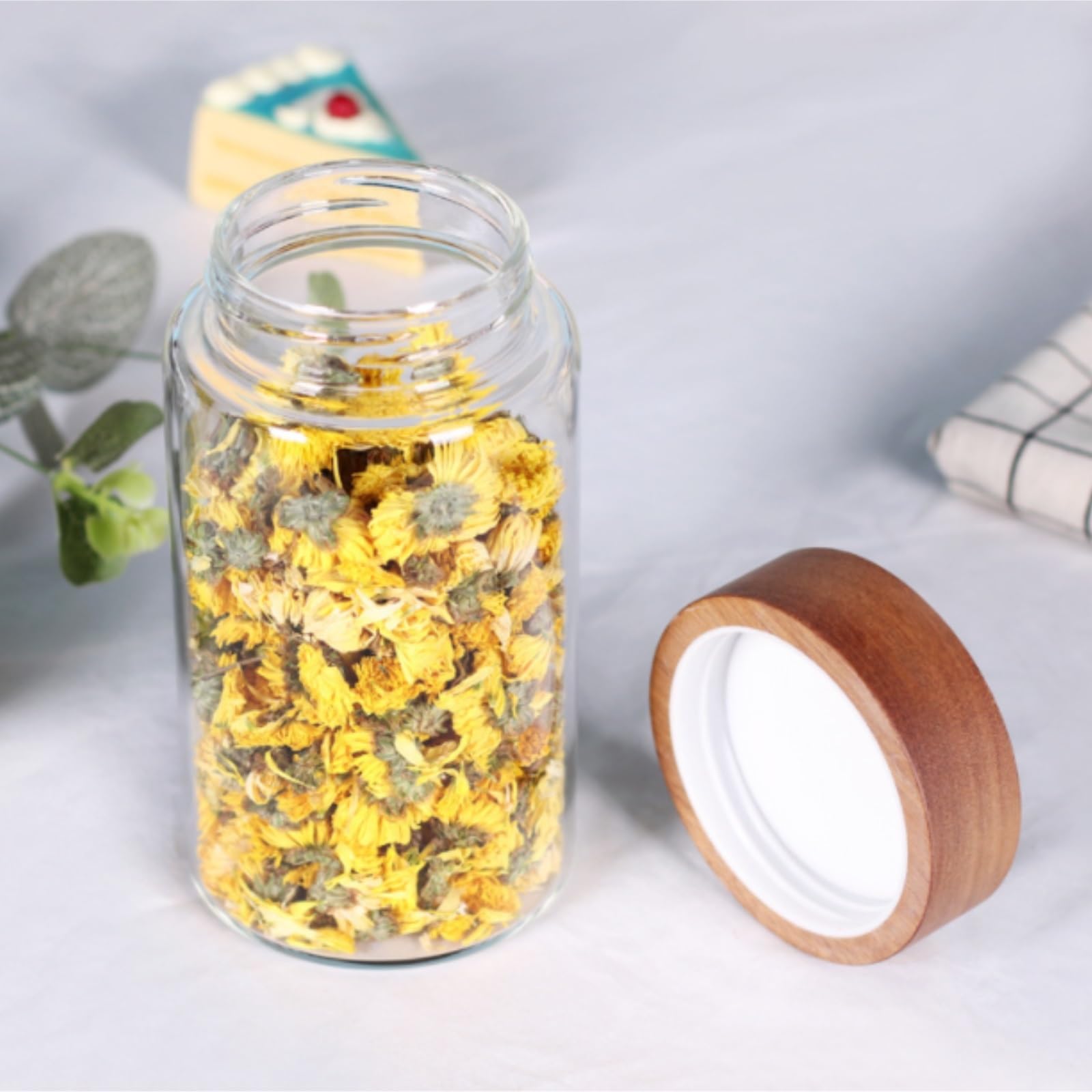 Vorratsgläser - Küche Luftdicht 3Pcs Glas Mit Luftdichtem Holzdeckel Lebensmittel Lagerung Kanister For Kaffee Süßigkeiten Vorratsdosen
