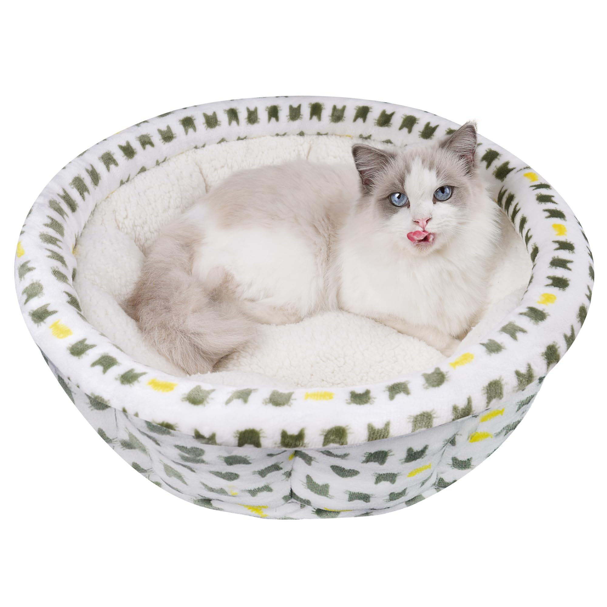 AIWIKIDE Super Soft Small Dog & Cat Bed, Anti-Anxiety Puppy Cuddler, Cozy Round Fluffy Plush Pet Bed, Machine Washable Faux Fur Donut Cuddler