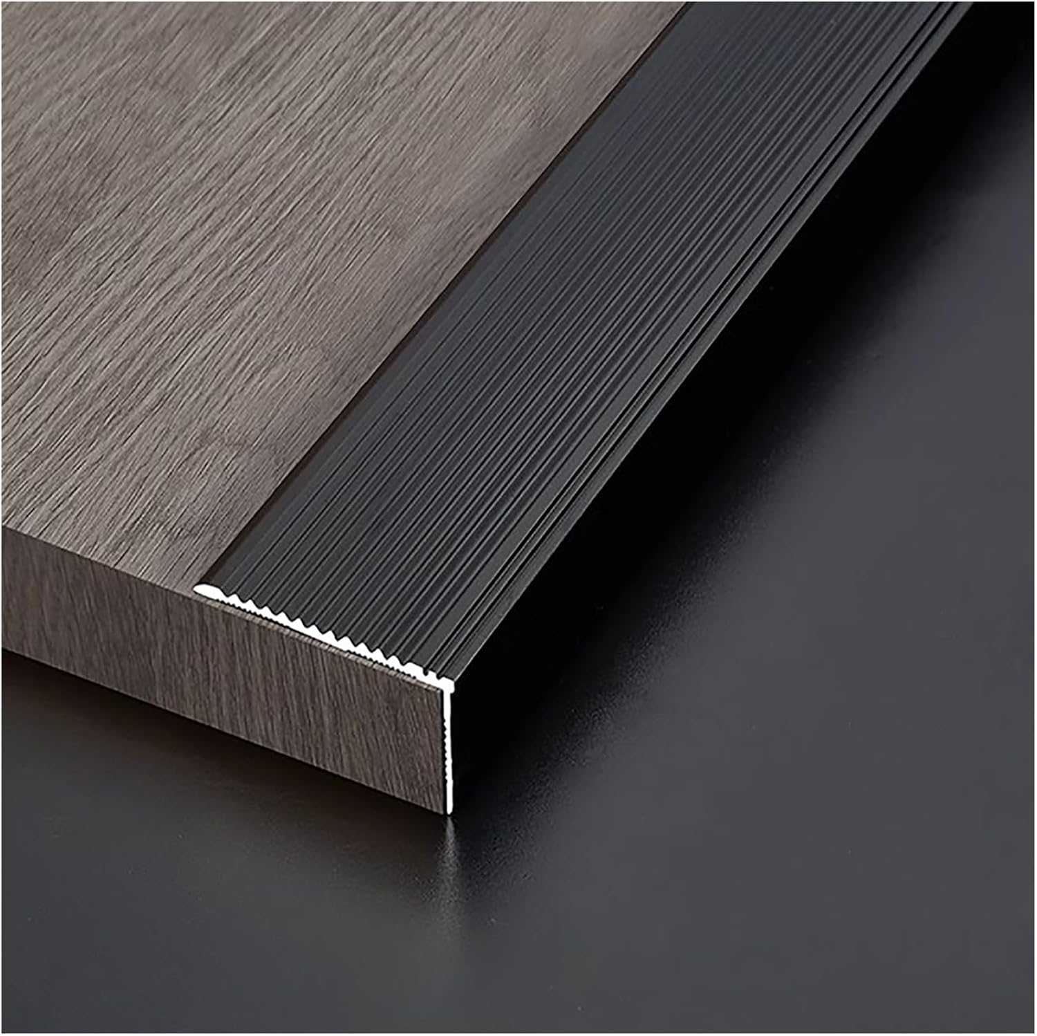 Aluminum Stair Edge Protectors for Wood Stairs - Heavy Duty Step Nose Guard Molding Strips for Inside and Outside Use - Metal Blackresse