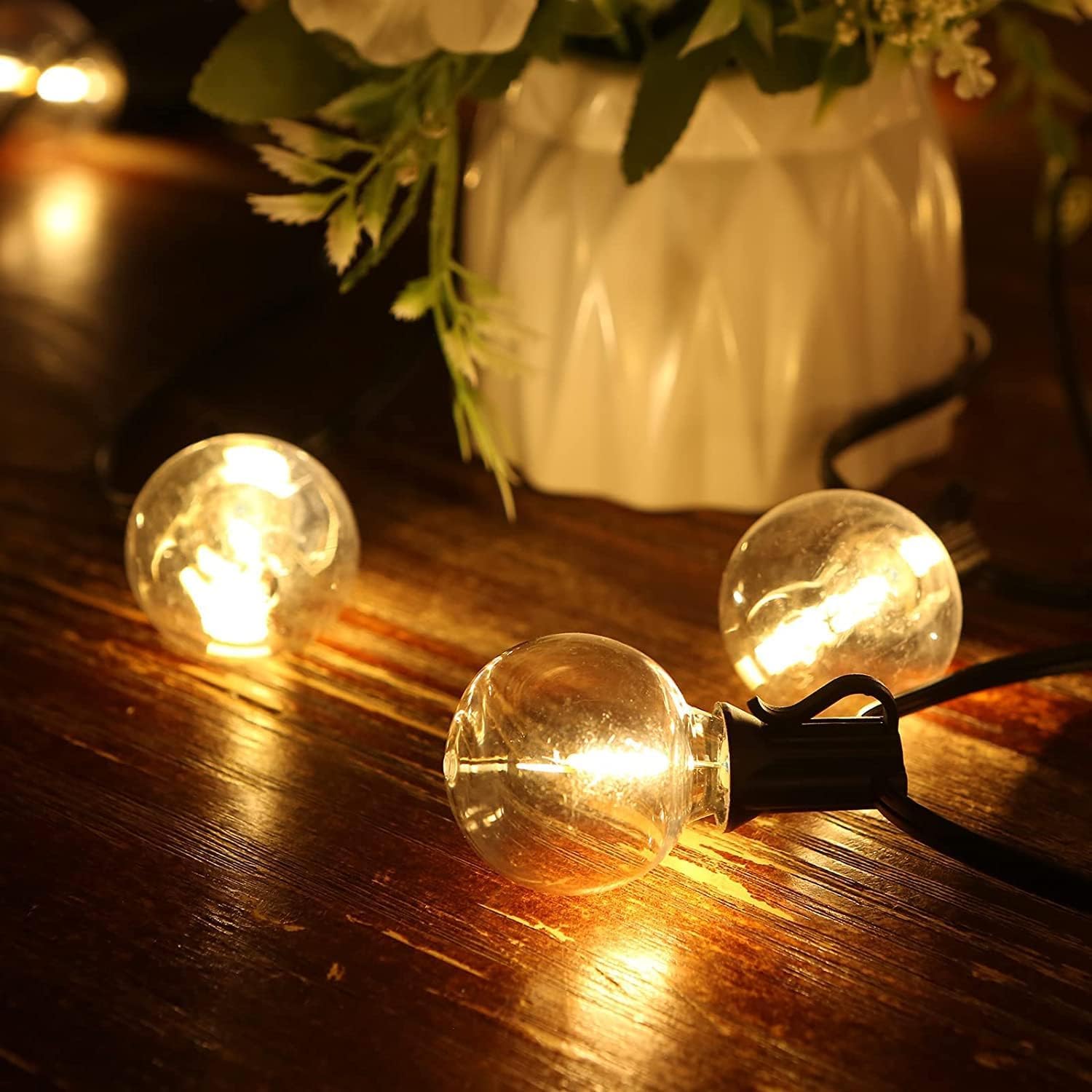 Brigros White - Catena Luminosa Esterno Con Pannello Solare, 27 Luci Da Esterno Giardino Solari, Luci Led A Basso Consumo Con 8 Modalità