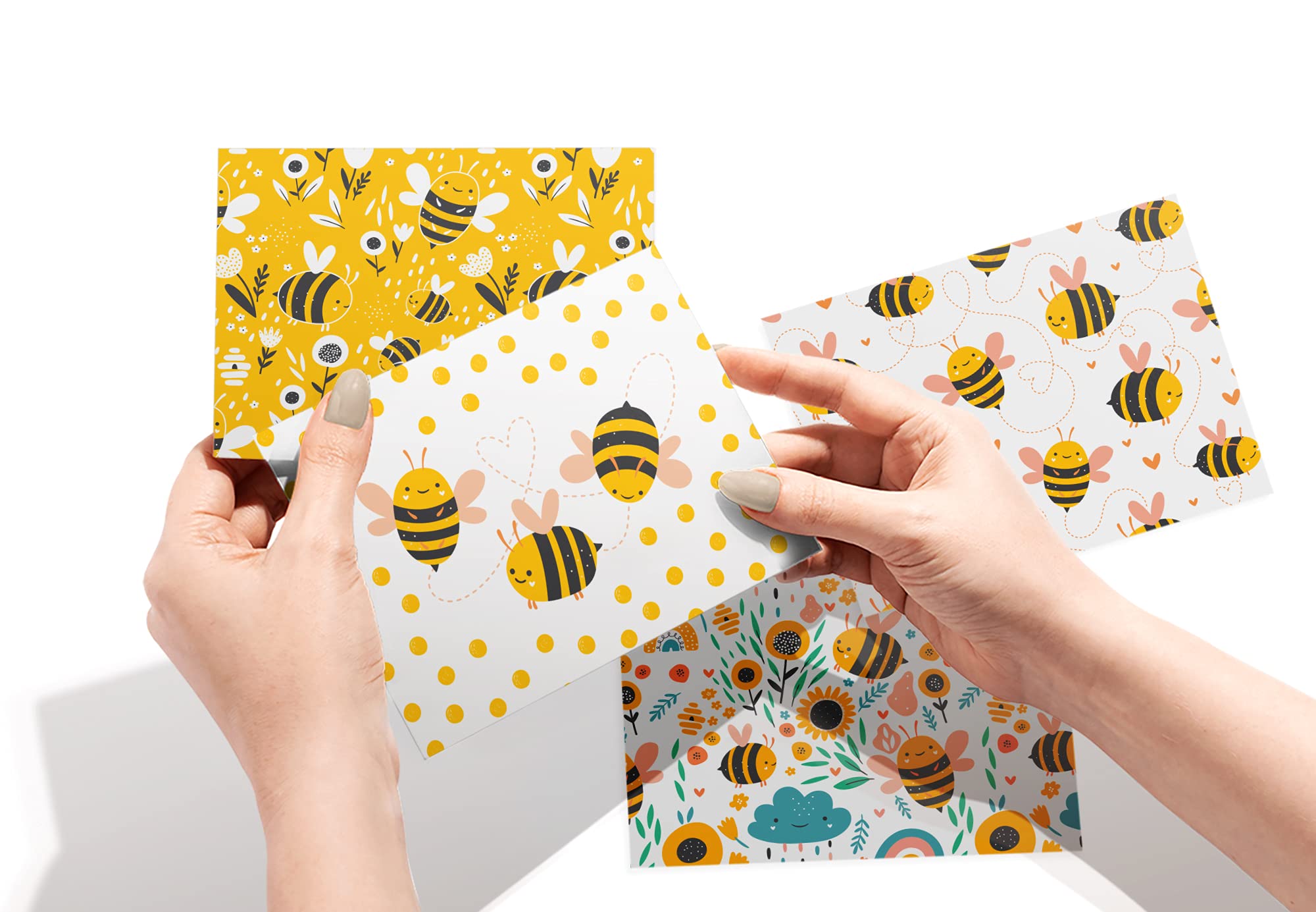 Twigs Paper - Assorted Bumble Bee Greeting Cards - Stationery Cards with Envelopes - Thank You Card - Blank Note Cards - Greeting Cards for All Occasions - Made in USA (5.5 x 4.25, Set of 12)