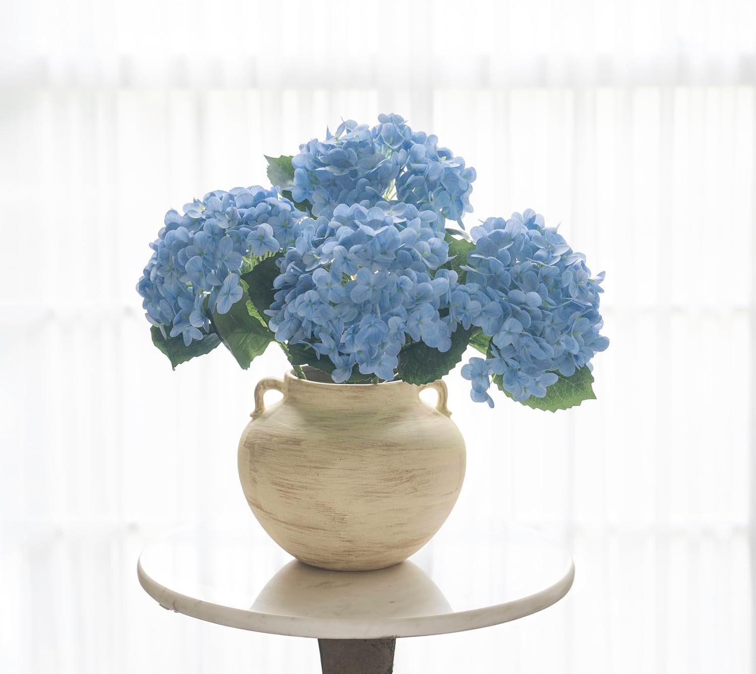 Handmade Beige White Two-Ear Ceramic Vase, Textured Pottery Vase with Two Ears for Centerpieces, Kitchen, Living Room, Bedroom Decor Gifts (Beige White, Short) - Image 9