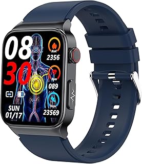 Relógio Inteligente Monitor de Frequência Cardíaca Monitor de Glicose no Sangue Rastreador de Fitness Monitor de Frequência Cardíaca Multifuncional PPG Monitoramento de Glicose no Sangue (Silicone preto)