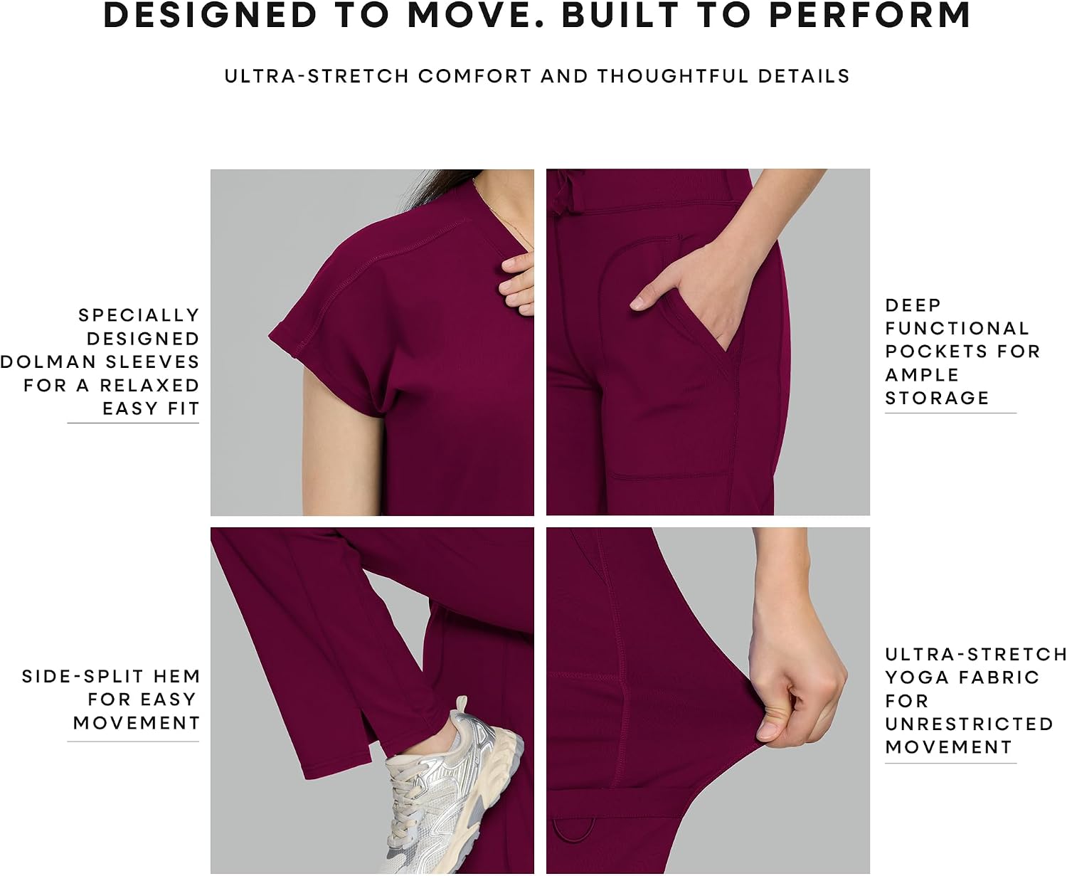 Scrubs for Women Set, V Neck Top & Straight Leg Pants