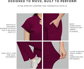 Scrubs for Women Set, V Neck Top & Straight Leg Pants