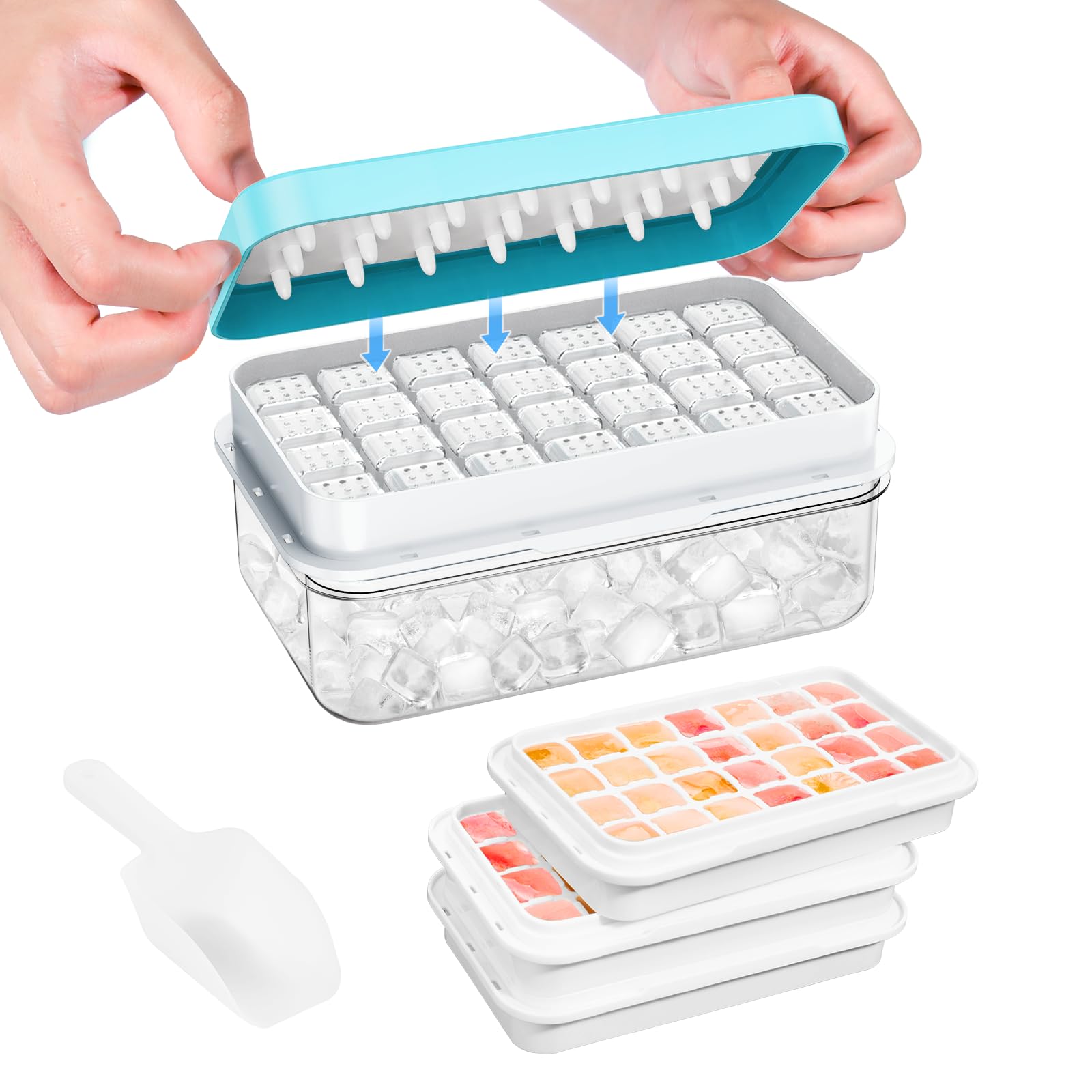 Amazon.com: Ice Cube Tray with Lid and Bin, PHINOX 84 pcs Ice