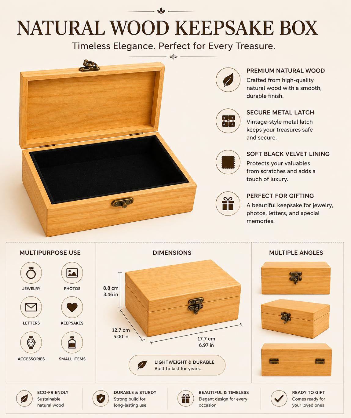 Joyero de madera personalizado para mujer, caja de almacenamiento de recuerdos grabada floral con cerradura, caja de recuerdos hecha a mano para anillos, aretes, collares
