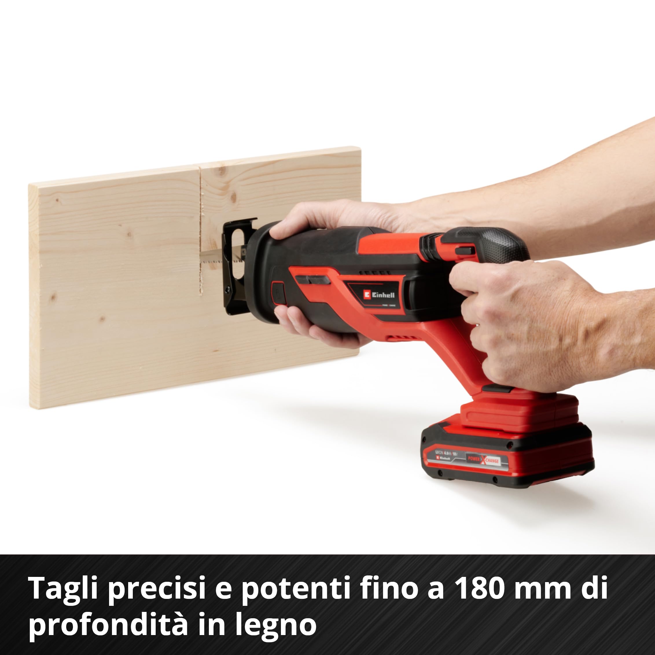 Einhell Sega universale a batteria TE-AP 18/26 Li-Solo Power X-Change (Li-Ion, 18 V, 26 mm, profondità di taglio 18 cm in legno, con lama per sega, consegna senza batteria e caricatore)
