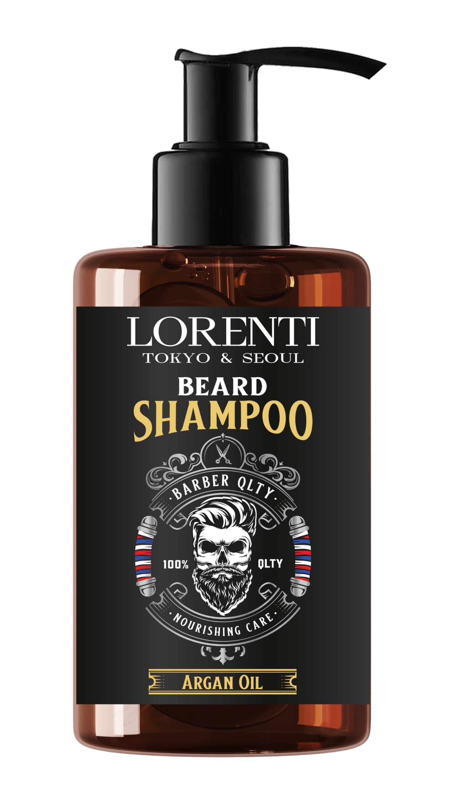 LORENTI TOKYO & SEOUL Argan Barber - Juego de cuidado de la barba y peinado - Kit de cuidado de la barba con aceite para barba, champú para barba y bálsamo para barba - Idea de regalo para hombres