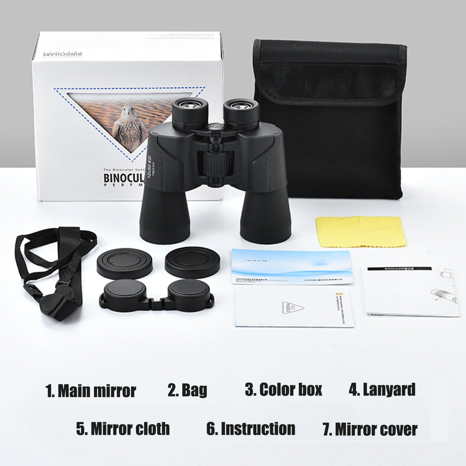 Binocolo Ad Alta Potenza 12x50, Binocolo Impermeabile, Binocolo Professionale, Binocolo Portatile, Binocolo con Zoom, per Birdwatching, Concerti Teatrali, Caccia, Giochi Sportivi
