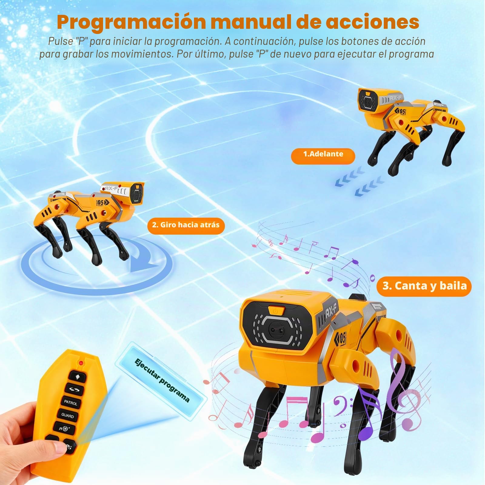 Robot para niños,Interactivo Robot Teledirigido con Control,Ojos LED, Música, Juguetes Robots niños y niñas de 3+,Programable Perro Robot Inteligente,Regalo Ideal para Niños