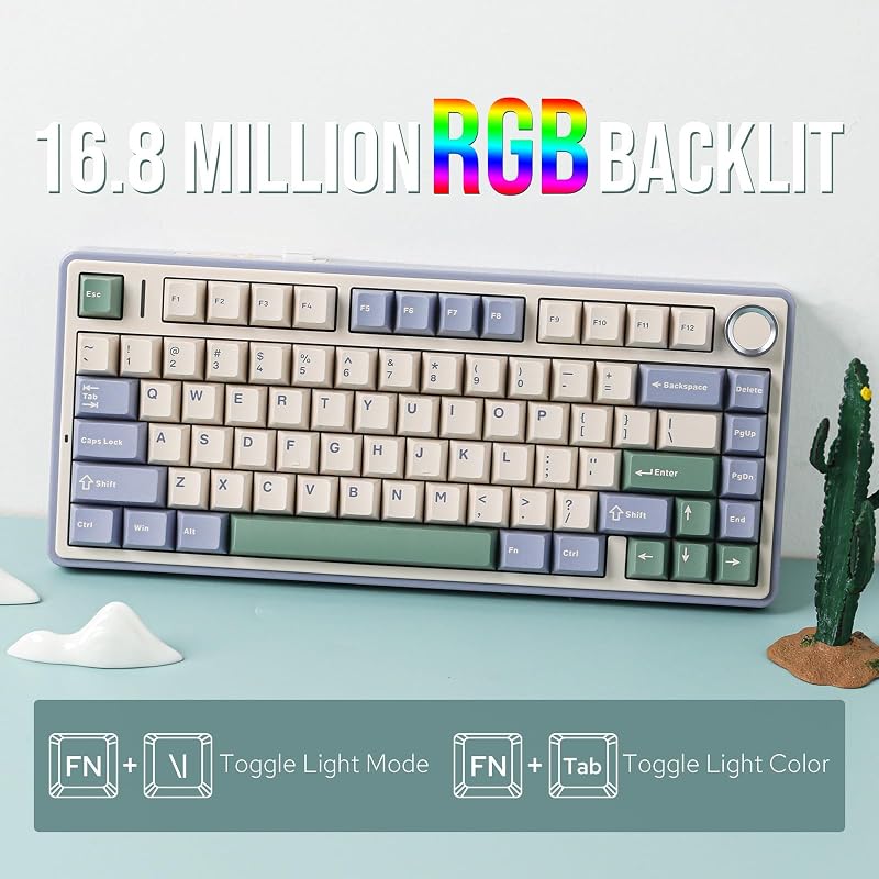 EPOMAKER Aula F75 Gasket Mechanikus Billentyűzet RGB, Hot Swap, Bluetooth/Vezeték Nélküli