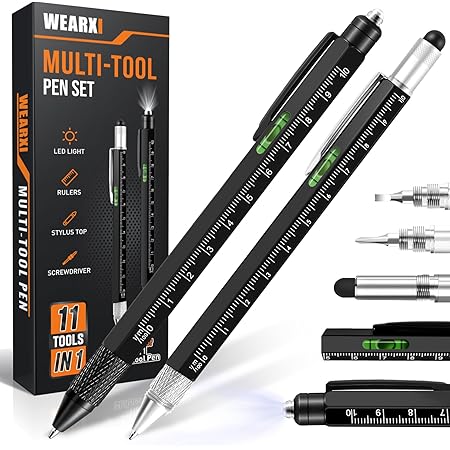 WEARXI Stocking Stuffers for Men, 11 in 1 Multitool Pen Set Gifts for Men, Christmas Gifts for Men Dad, Cool Gadgets for Men, Gifts for Men Unique Tools for Men, Gifts for Men Who Have Everything