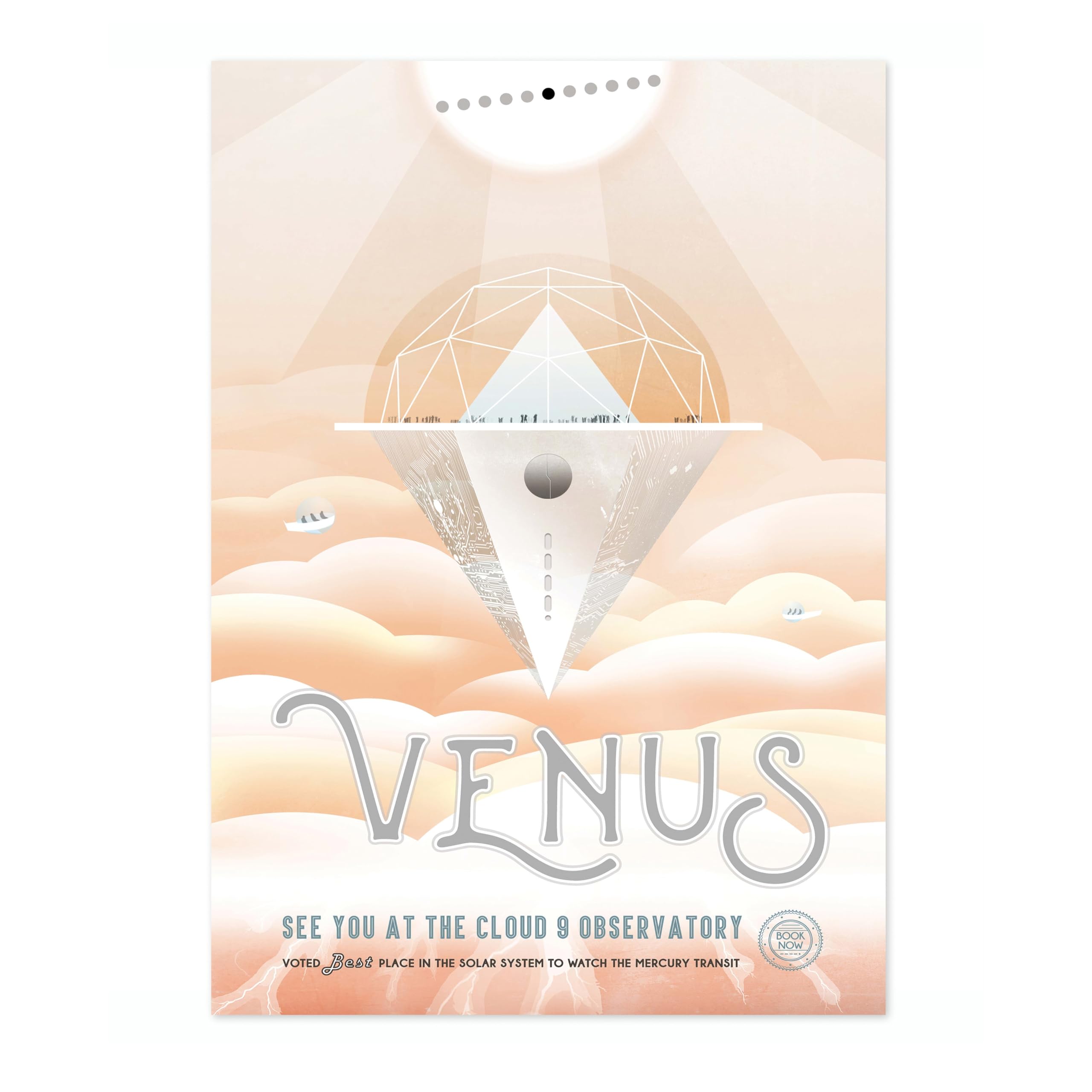 Venus Observatory Retro Nasa Space Grand Tour Travel Art Poster, Planet Travel Prints, Vintage Astronomy Home Decor, Astronaut Space Print, Archival Matte, 50x70cm (Print Only) - 50x70cm